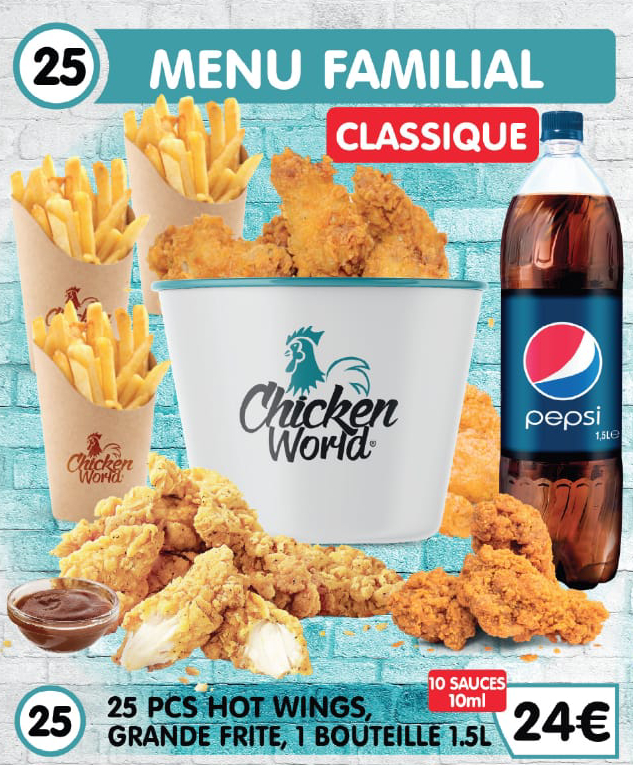 25 PCS Hot Wingd Grande Frite 1 Bouteille 15L